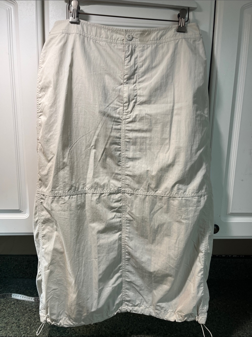 Aritzia TNA Cream Drawstring Hem Maxi Skirt